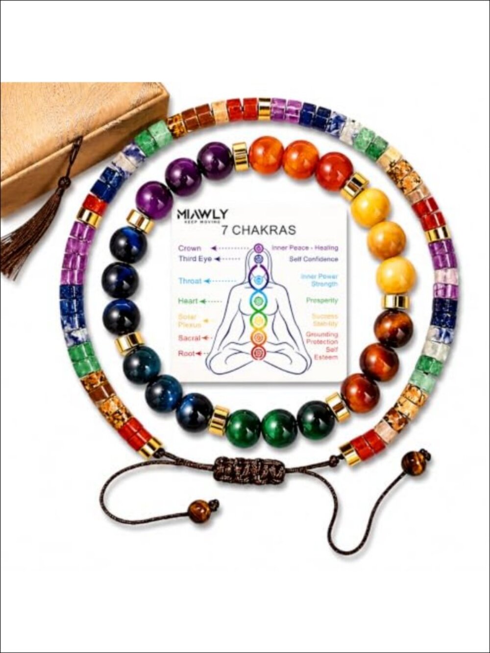 7 Chakra Natural Crystal Beaded Stretch Bracelet Adjustable
